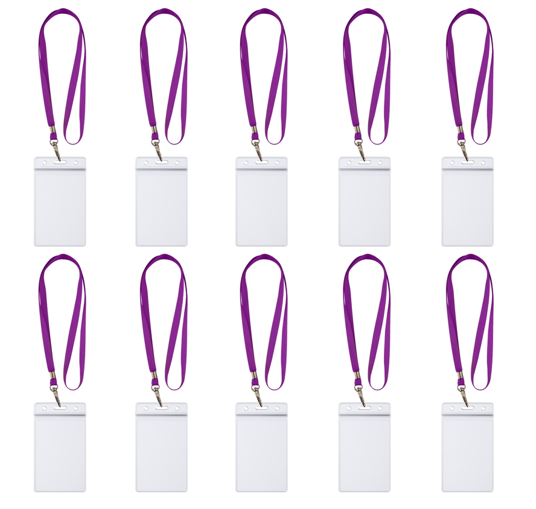 10 x Lanyard Umhängeband mit 10x Ausweishülle ZIP Kartenhalter horizontal & vertikal wasserdicht Ausweise Karten Schutzhülle 0,80mm flexibel